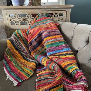 Cotton Indian Dhurrie Rag Rug, Multicolor, NEW NEVER USED.